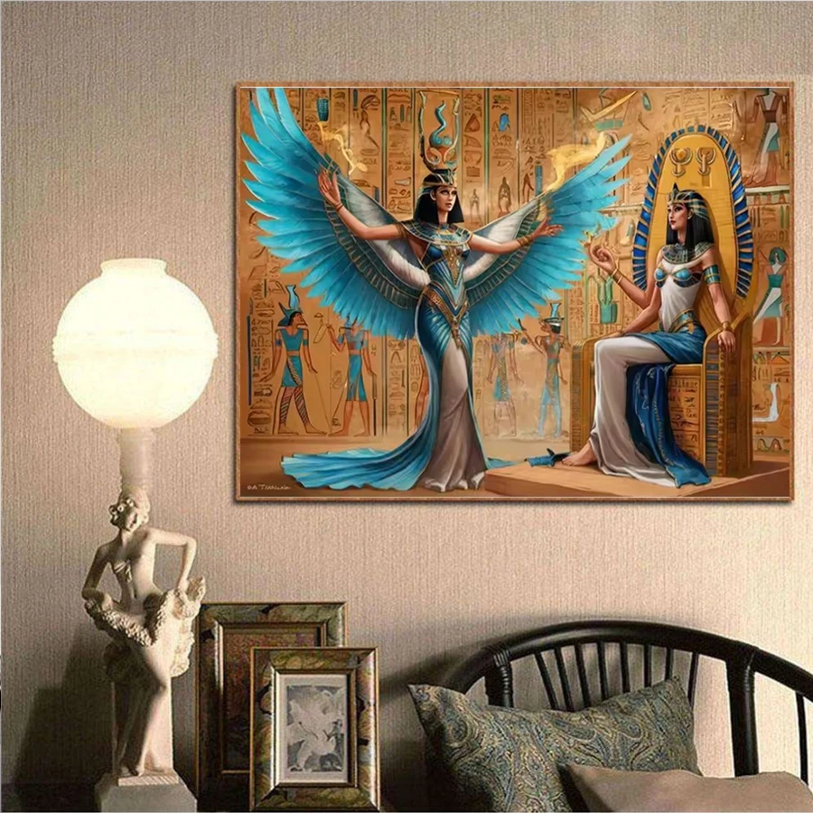 Embroidery In Egypt - 파라오와 날개 달린 여신 다이아몬드 자수