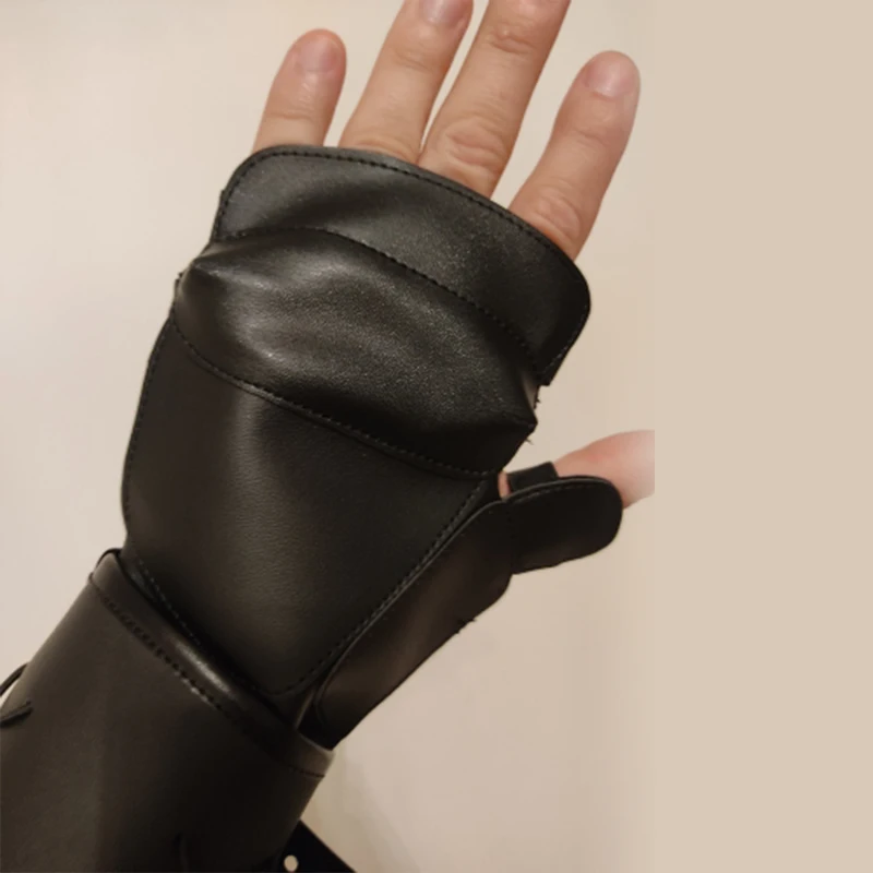 中世レトロアーマーバイクグローブ、ワイドカフスブレーサー付き、スチームパンク戦士ガントレット、男性用、テンプル騎士団コスプレ用