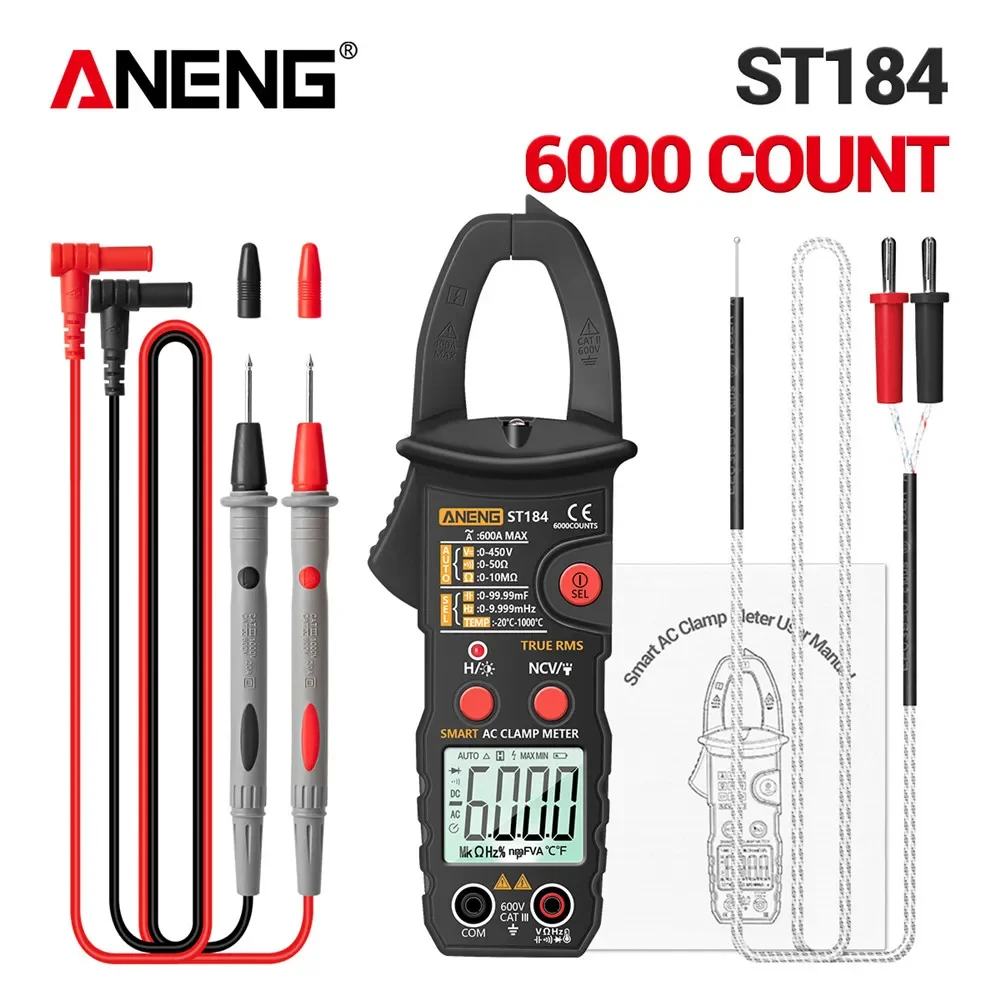 ANENG ST184 6000 Counts Digital Professional  Multimeter Clamp Meter True RMS AC/DC Voltage Tester AC Current Hz Capacitance Ohm