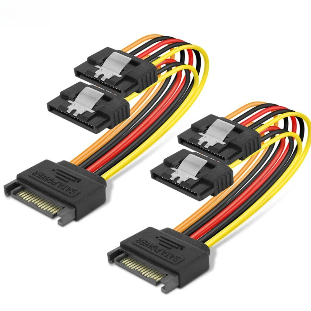 SATA 15P Male To 2 *180 Degree SATA 15P Female 180 Degree Y Type Hard Disk with Shrapnel Power Cord Length Optional 0.1M 0.2M