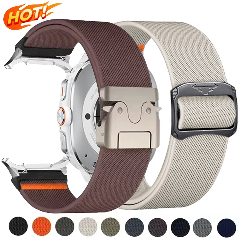 Nylon Strap for Samsung Galaxy Watch 9Ultra2 No Gaps Braided Elastic Loop Band Bracelet for Galaxy Watch Ultra 47mm Watchband
