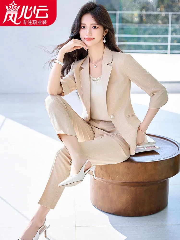 

Business Suit Women's Suit2024Summer New Korean Suit Top Manager Formal Wear Live Worker22902