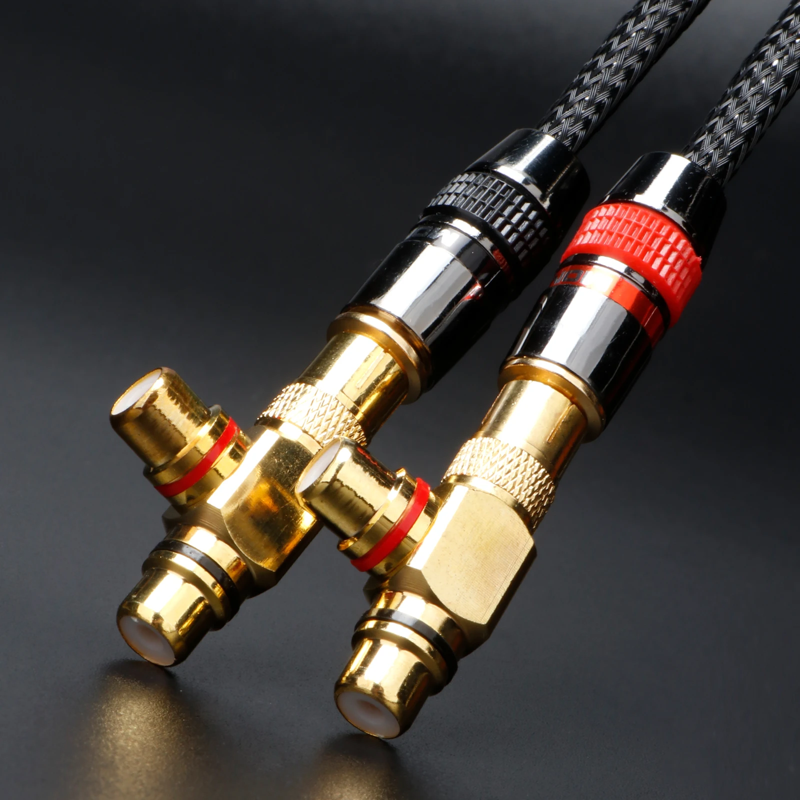 RCA Male Naar RCA Vrouwelijke Lotus Connector Tee Type 3Way Splitter Verguld Koper Messing voor AV Audio Video Converter Adapter