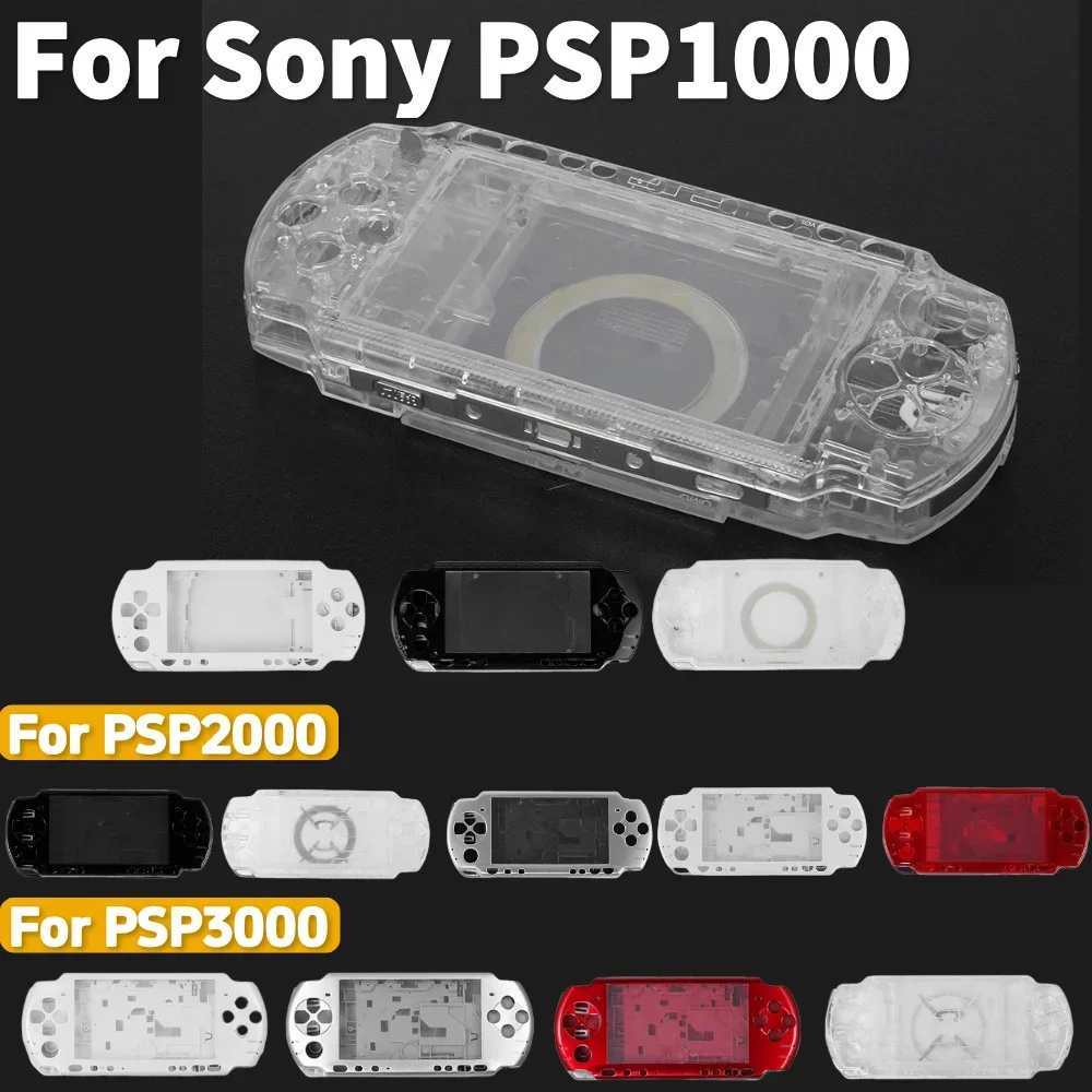 Full Housing Shell for Sony PSP1000 PSP2000 PSP3000 PC Shell Kit With Front Rear Cover Transparent Buttons Sticker Screw Set
