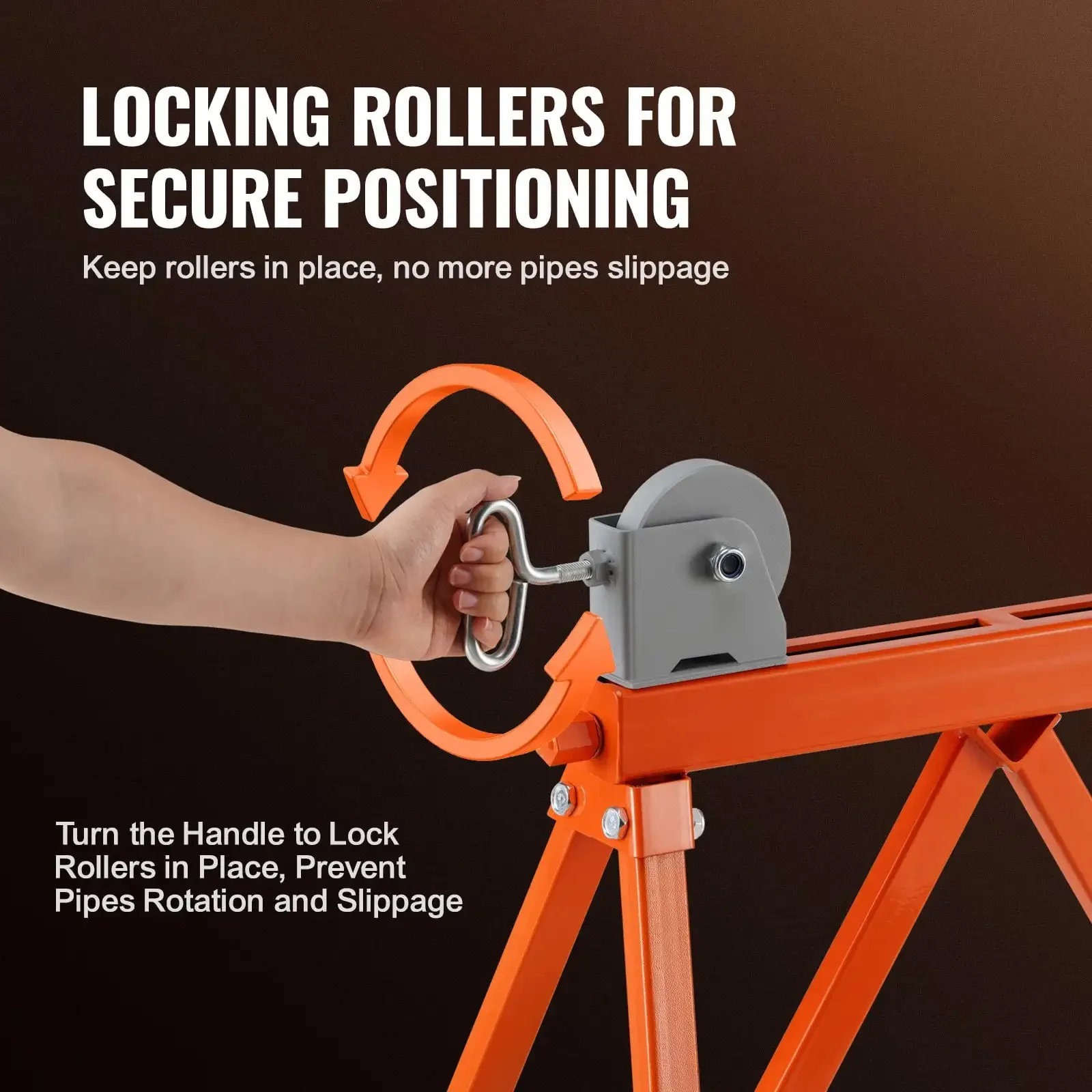 Pipe Stand with Roller Head – 2500 lbs Load Capacity, Adjustable for 2-36 Inch Pipes