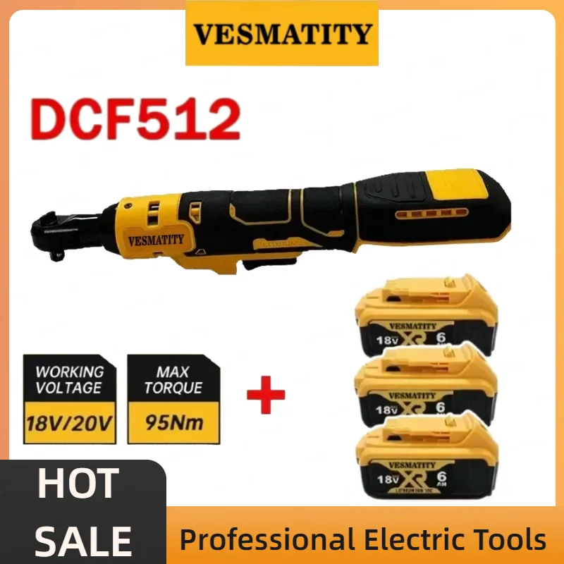 DCF512 Brushless RightAngle Ratchet Wrench Cordless Variable Speed LED Driver 3/8 1/2Inch Workshop Power Tool For Dewalt Battery
