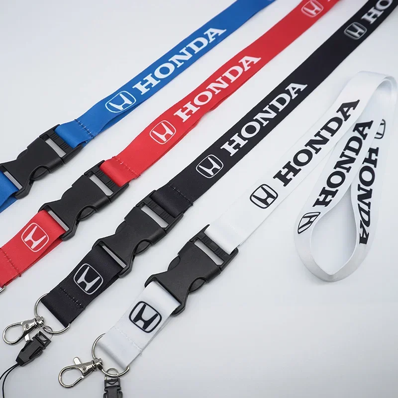 Lanière de voiture Honda en nylon imprimé avec emblème, porte-clés gadget, cadeaux auto tendance, anneau porte-clés, lanière ruban, porte-clés, porte-clés en spirale
