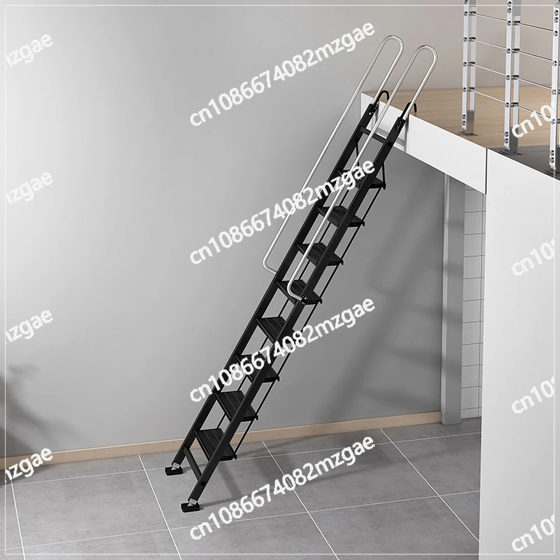 سلم منزلي قابل للطي، رفع العلية، سبائك الألومنيوم السميكة الداخلية والخارجية، 12 خطوة، تلسكوبي متعدد الوظائف