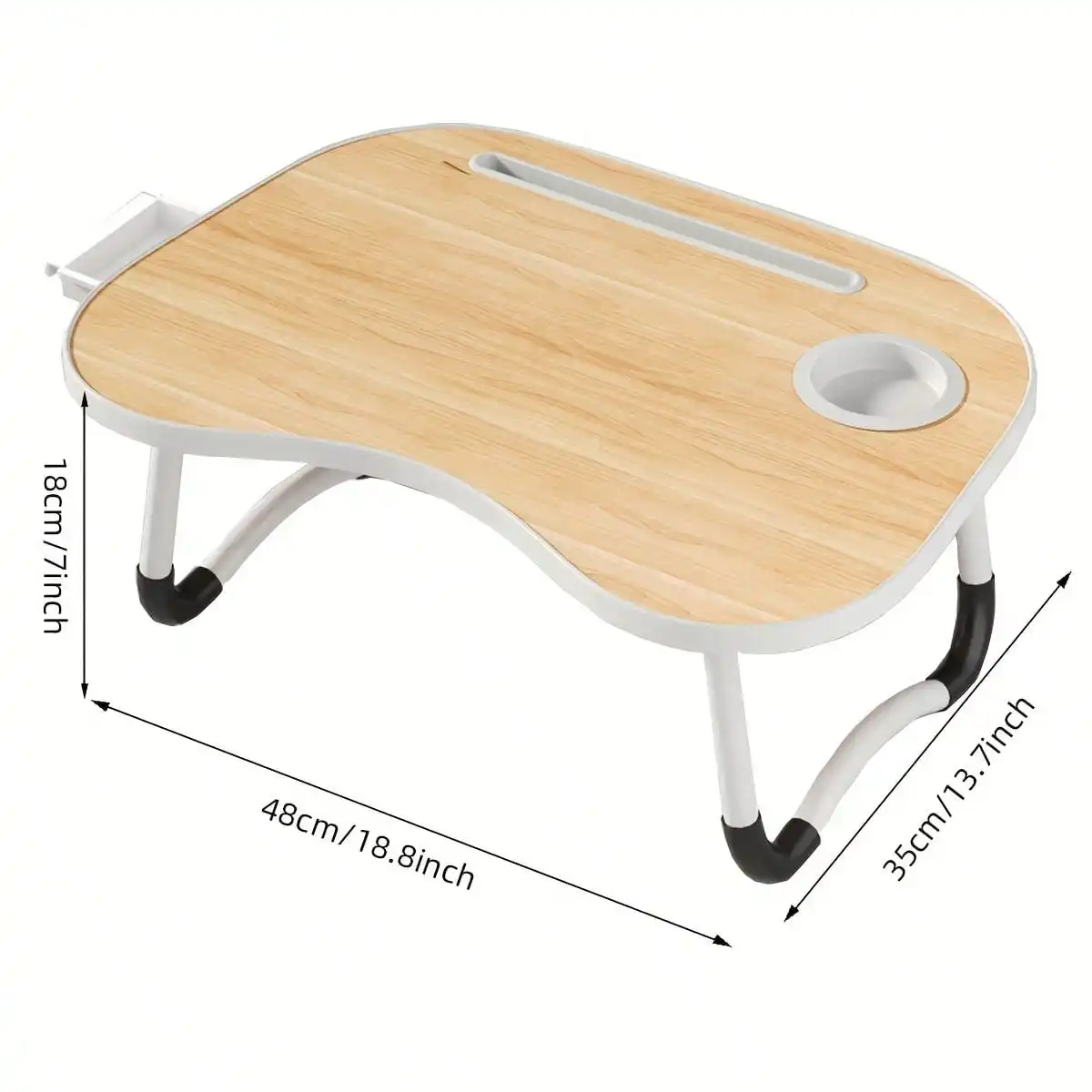 DYJ DAYIKA-S Laptop Bed Table, Portable Foldable Laptop Bed Table With Storage Drawers And Cup Holders, Laptop Stand Tray Table, Floor Table, Dish Tray, Suitable For Eating, Reading, And Working