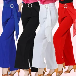 New Latin Dance Pants Women Wide Leg Pants High Waist Dance Training Clothes Modern Dance Wear