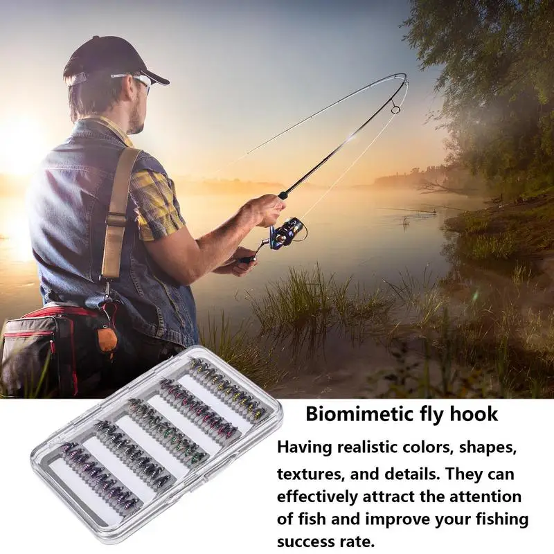 

Fishing Lure Kit 50X Artificial Fishing Lures With Storage Case Portable Fly Hook For Bass Trout Walleye Casual Activity Gear