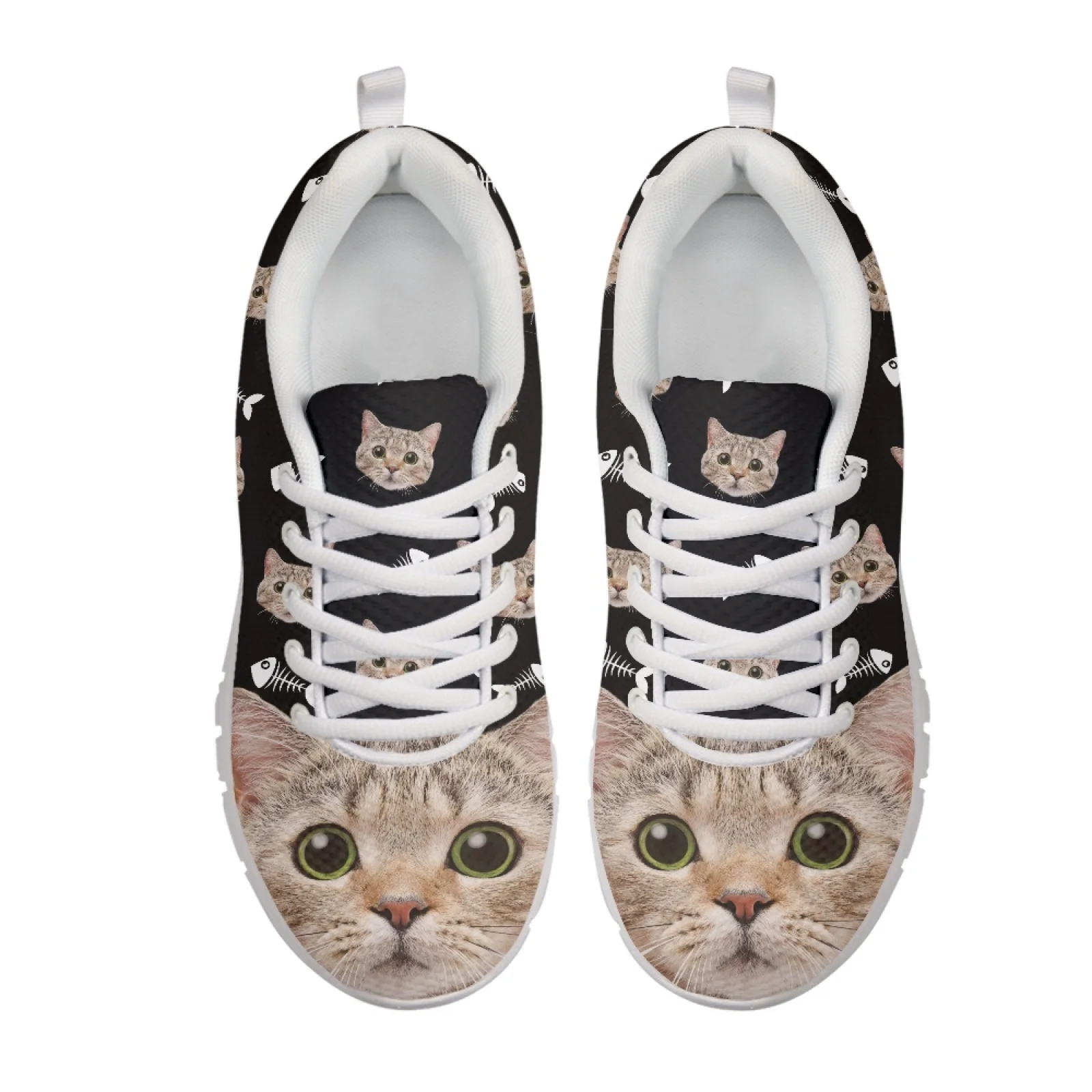Coloranimal Cats Pattern New Trend Walking Shoes Womens Athletic Walking Sneakers Lightweight Tennis Shoe for Lady