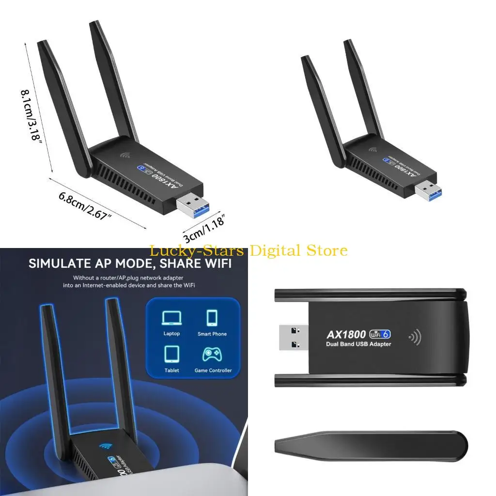 

T3EE USB WiFi 6 Адаптер 802.11AX 1800 Мбит / с 2,4 ГГц 5 ГГц USB Wi-Fi Беспроводная сеть карта