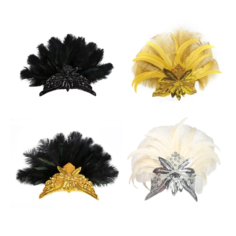 

Mardi Gras Headdress Sequins Oversized Headband Carnivals Headbands