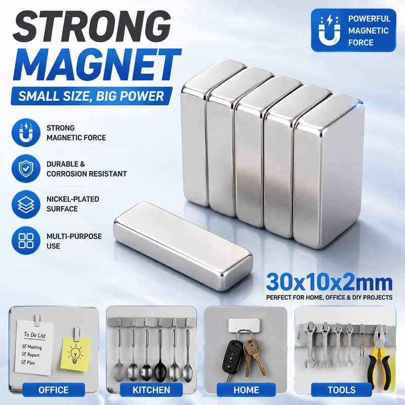 10/20/50pcs 30x10x2mm Rectangular Bar Magnets – Strong & Versatile for Robotics, Science Experiments, Engineering & Innovative P