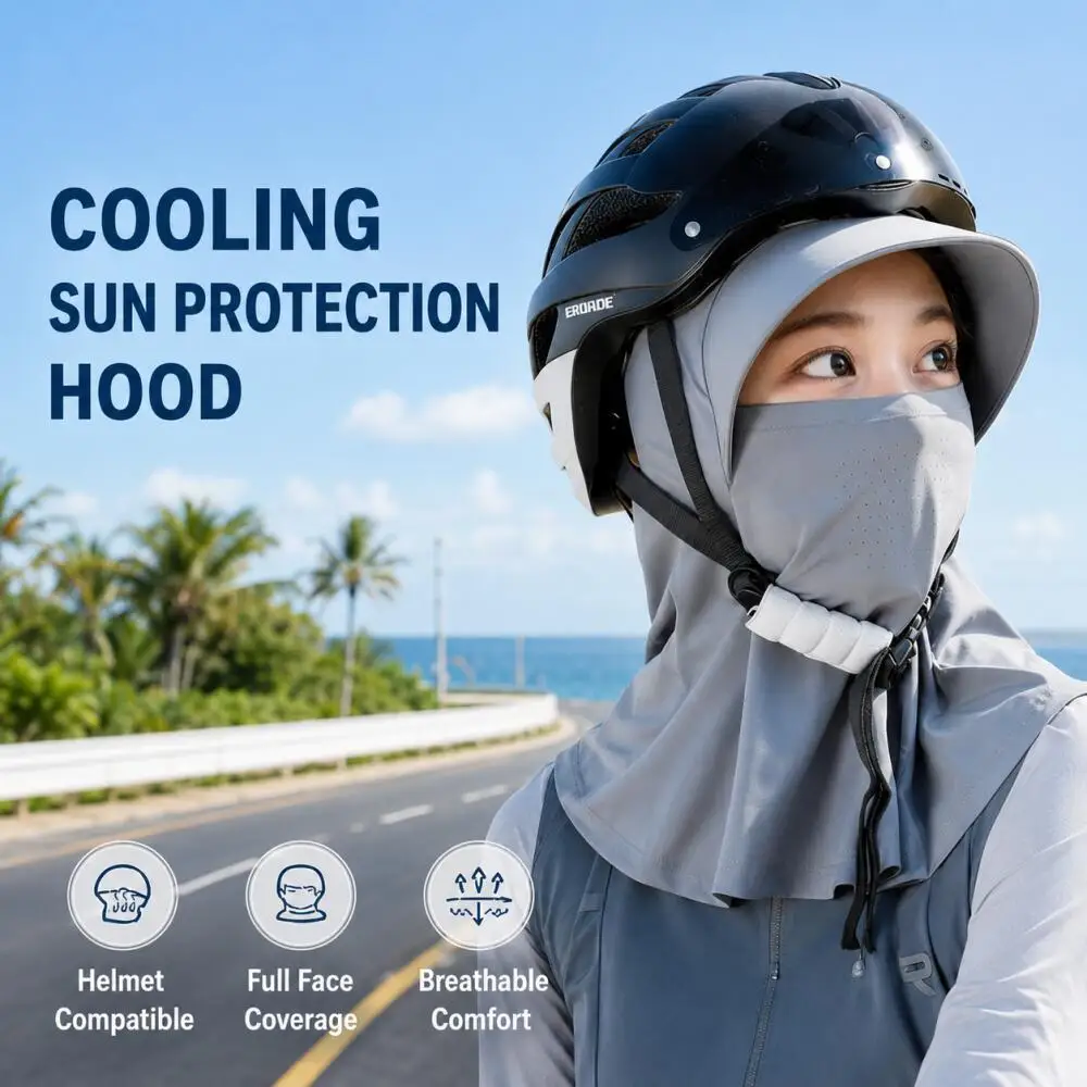 6-Color Full-Face Neck-Protective Sun Hat with UV Protection, Ponytail Hole, Breathable Outdoor Face Cover