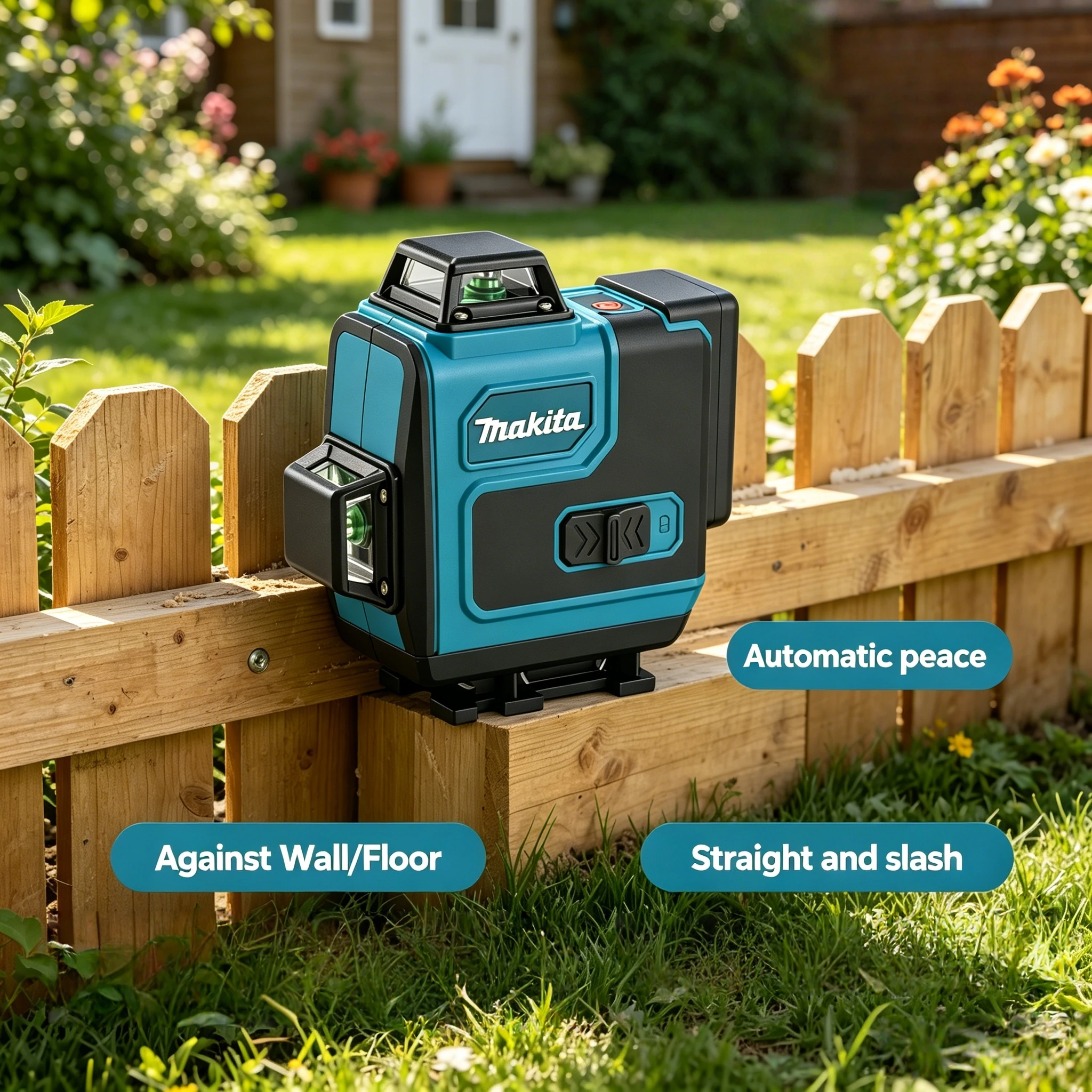 Makita Style 3D 16-Line Green Laser Level - 360° Horizontal & Vertical Cross Line Laser for Wall Mounting
