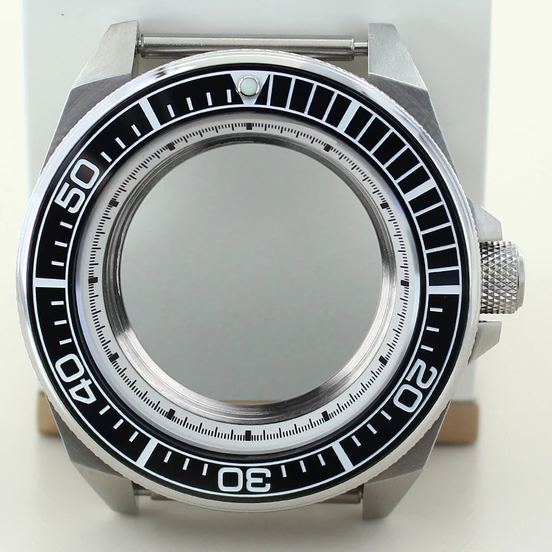 44mm Steel/Black Diving Watch Case Sapphire Glass For NH35 NH36 NH34 NH38 Movement PROSPEX King Samurai Wristwatch Mod Parts Ase