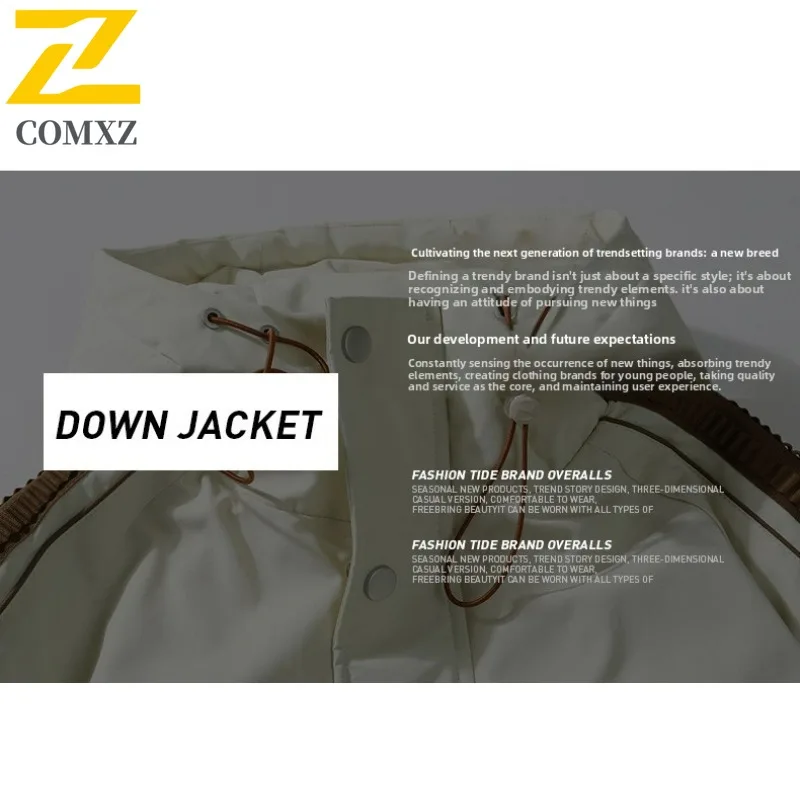 COMXZ الشتاء الرجال منتصف طول كبير الحجم أسفل سترة جديدة المعايير الوطنية 90% الأبيض بطة أسفل مقنعين تسلق بدلة رياضية في الهواء الطلق