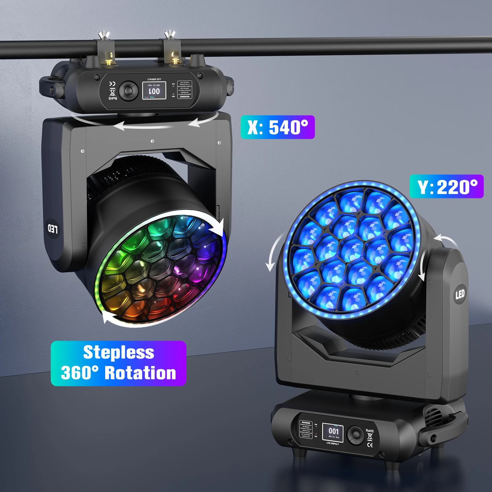 19X15W RGBW Beam Wash Zoom Moving Head Light LED Focusing Lights