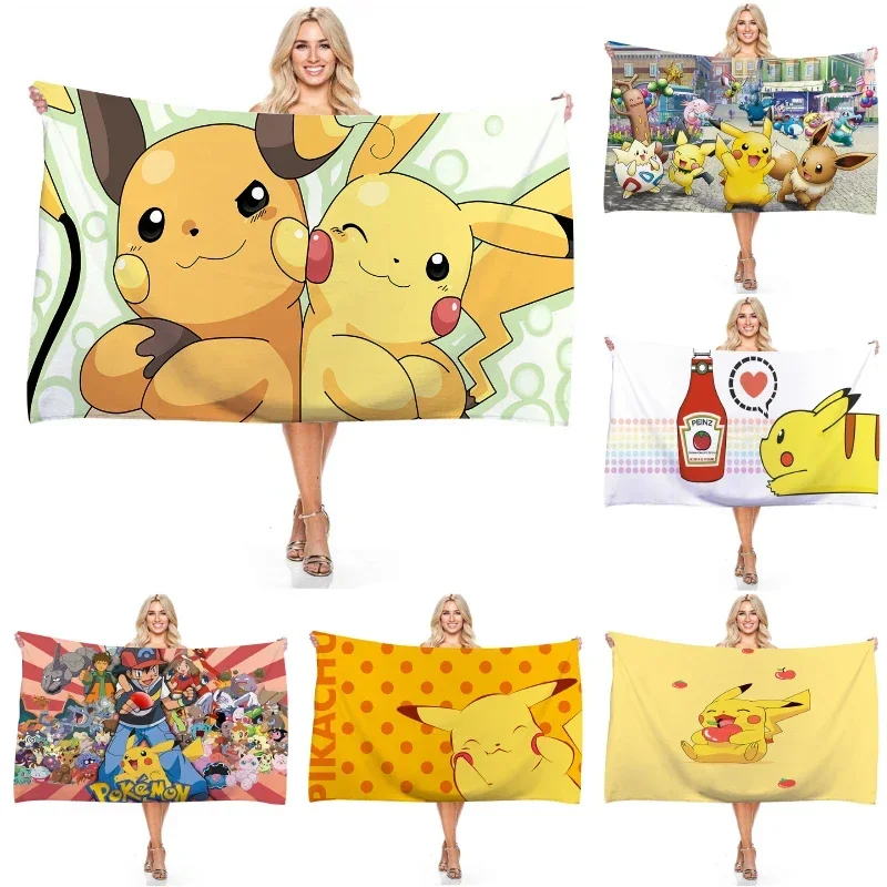 

Pokemon Pikachu Eevee Togepi Microfiber Anime Printed Bath Towel Beach Towel Bathroom Absorbent Home Supplies Birthday Gifts