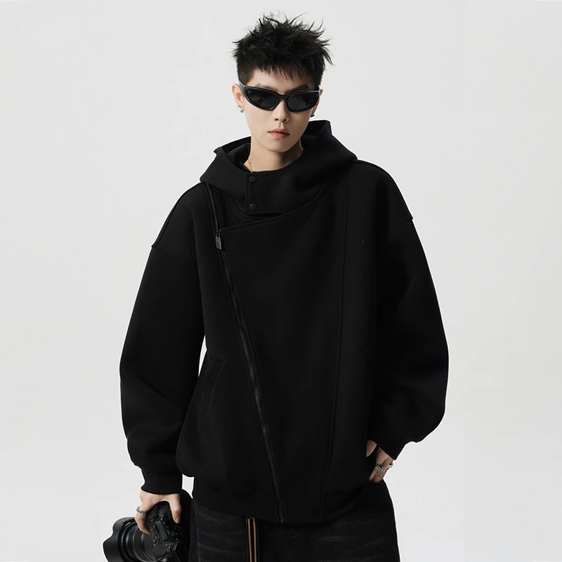 American Fashion Trend Heavy-duty Zipper Hooded Sweatshirt Cardigan Stylish Retro Loose Casual Couple Versatile Jacket for Men