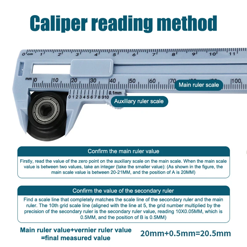 0-150mm penggaris Vernier Caliper plastik skala ganda Mini alat ukur kaliper penggaris ukur perlengkapan sekolah