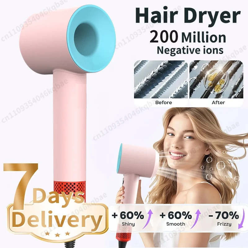 High Speed Hair Dryer 200M Negative Ions NTC Temp Control Professional Quick Dry Blow Dryer Lightweight Low Noise Hair Care Drye