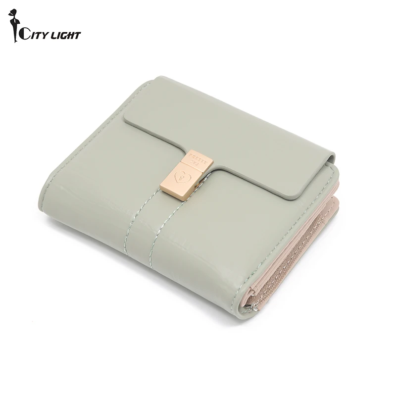 Women Short Solid Color Wallet Female Fashion Hasp Coin Purses Ladies Three Fold Mini Clutch Bag Money Clip