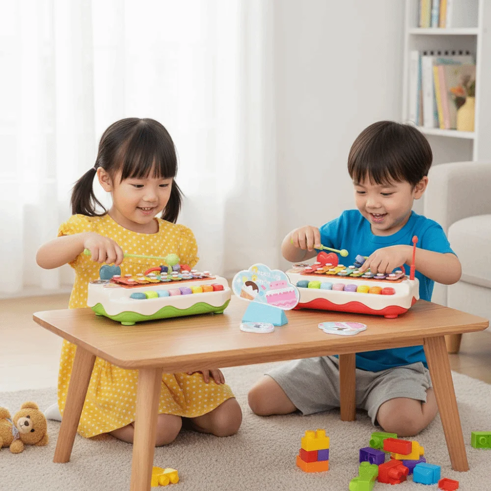 Kunststoff 8-note Knock Klavier Spielzeug Puzzle Hand Knock Baby Musik Teig Stick Percussion Instrument Frühe Bildung