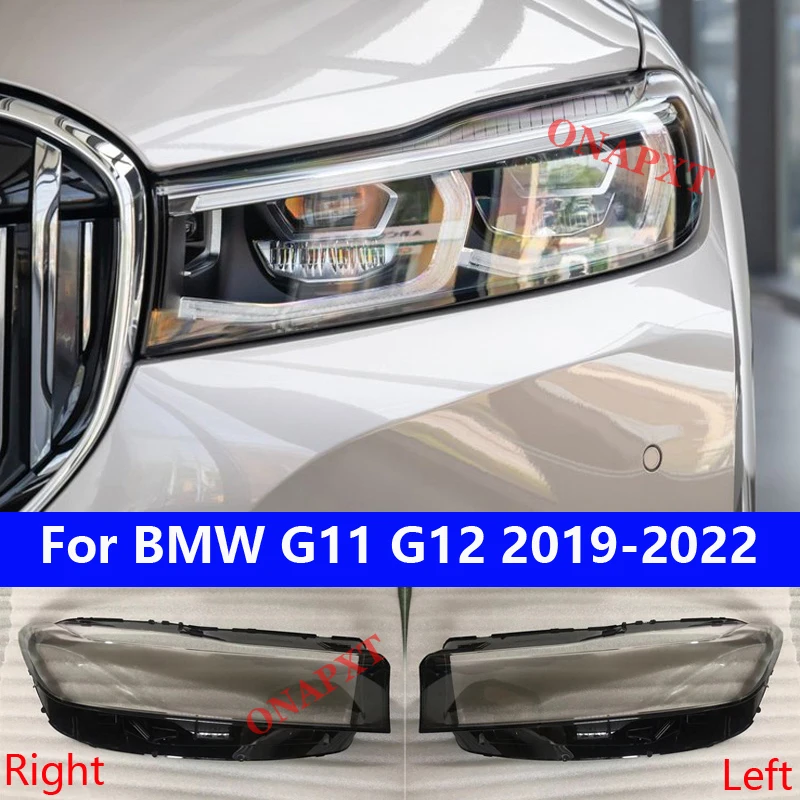 Car Front Headlight Cover For BMW 7 series G11 G12 2019-2022 Light Caps Transparent Lampshade Glass Lens Shell