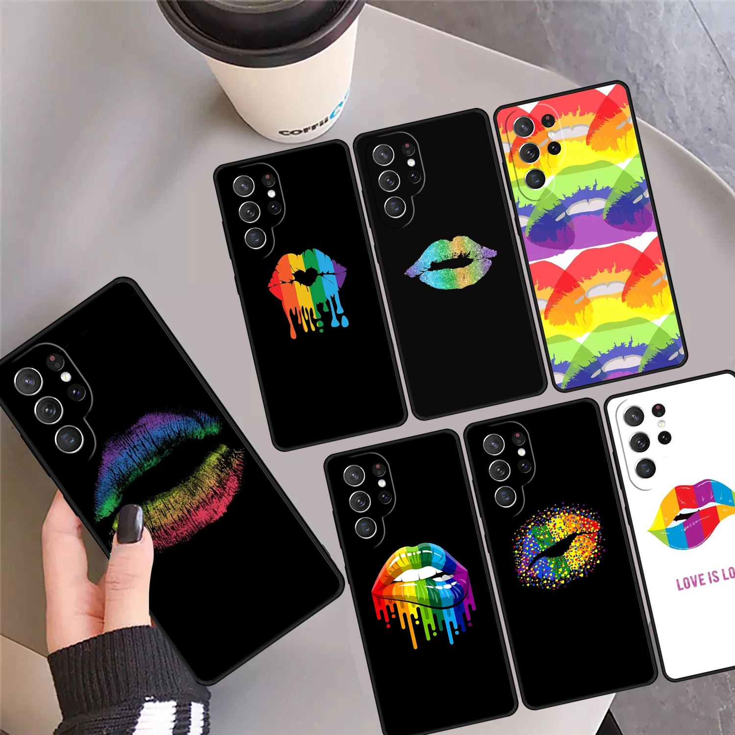 

LGBT Rainbow Pride Lips Phone Case Cover Coque For Samsung Galaxy S24 S25 Ultra 23 S22 Plus S21 FE S20 Note 10 Pro Note 20