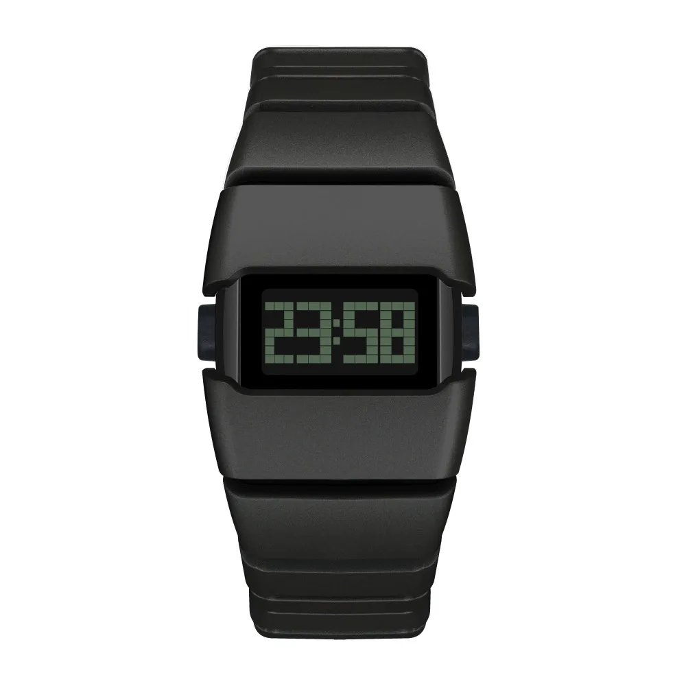 American Fashion LED Electronic Watch Waterproof Silicone Watch Strap Men's Electronic Watches Rectangular Dial Quartz Watch