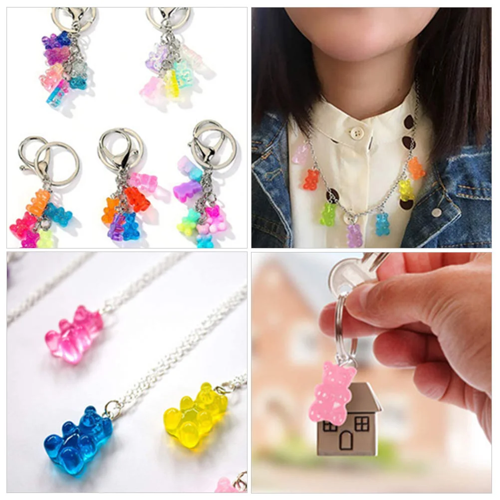 20 Pcs Mini Bear Pendant Bracelets Resin Charms DIY Jewelry Accessory Earrings Ornament Decor Pendants