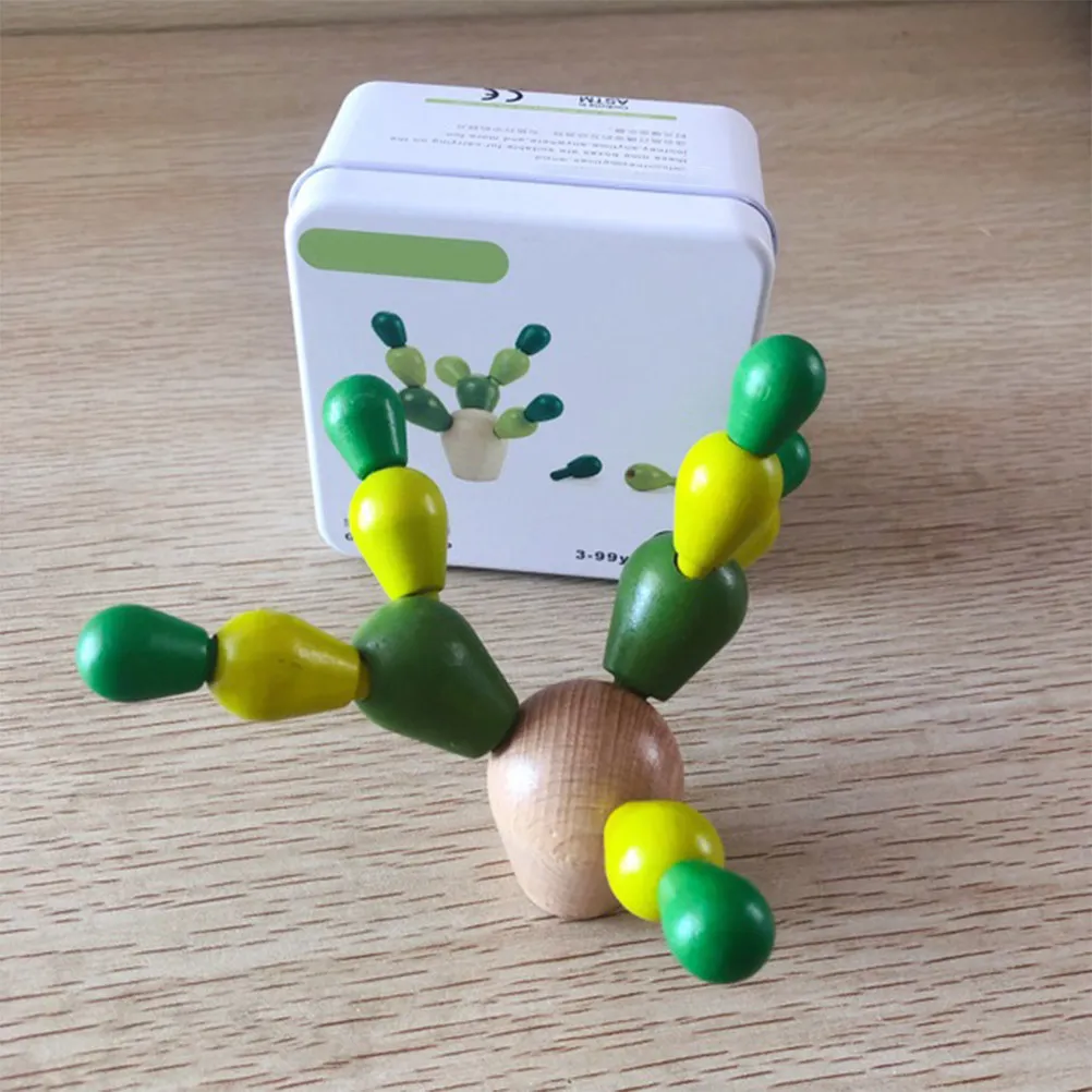 

Creative Wooden Balancing Cactus Inserted Removable Pieces Educational Game Enhances Math Analytical Skills Children