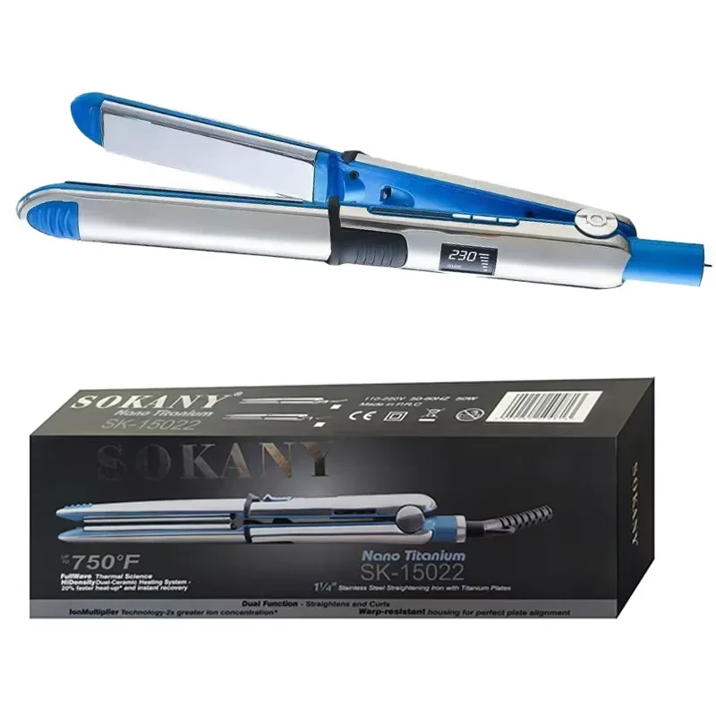 750℉ Stainless Steel Hair Straightener Professional Flat Iron for All Hair Types & Curling Iron in One Styling Hair Tool