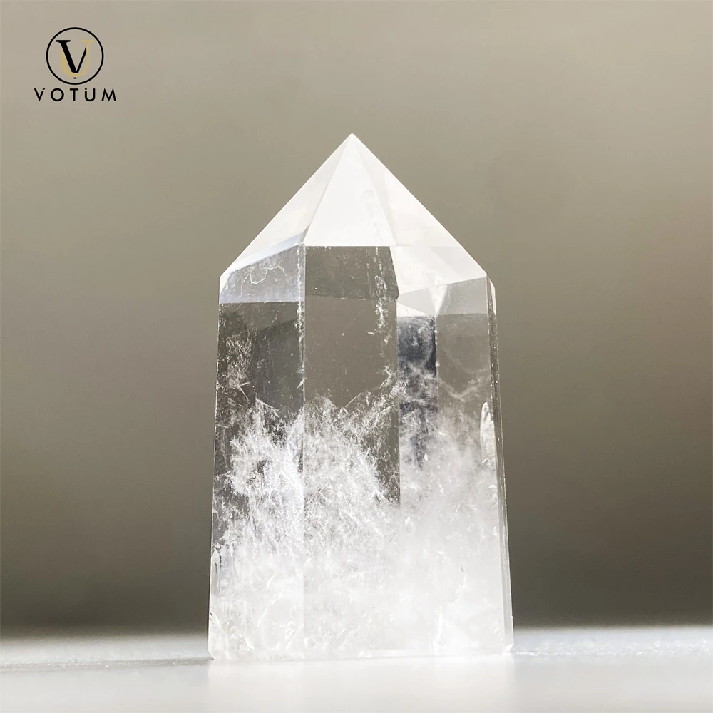 Natural Clear Quartz Crystal Point Pillar Hexagonal Obelisk Crystal Cleansing Charging Stone for Bracelet Beads Reiki Healing