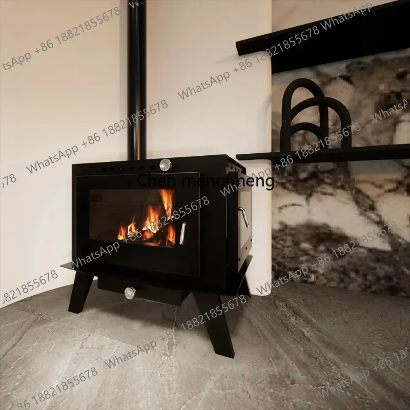 CC182 Double-sided fire viewing with oven fireplace Wood burning real fire installation European style wood burning fireplace