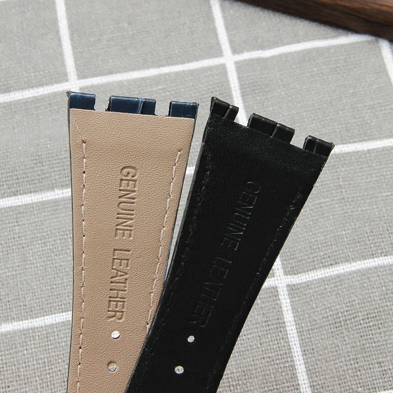 Черный, синий, коричневый, нежный, отличный ремешок для часов из коровьей кожи для Audemars Piguet Royal Oak, ремешок с двойным вогнутым интерфейсом, 26 мм