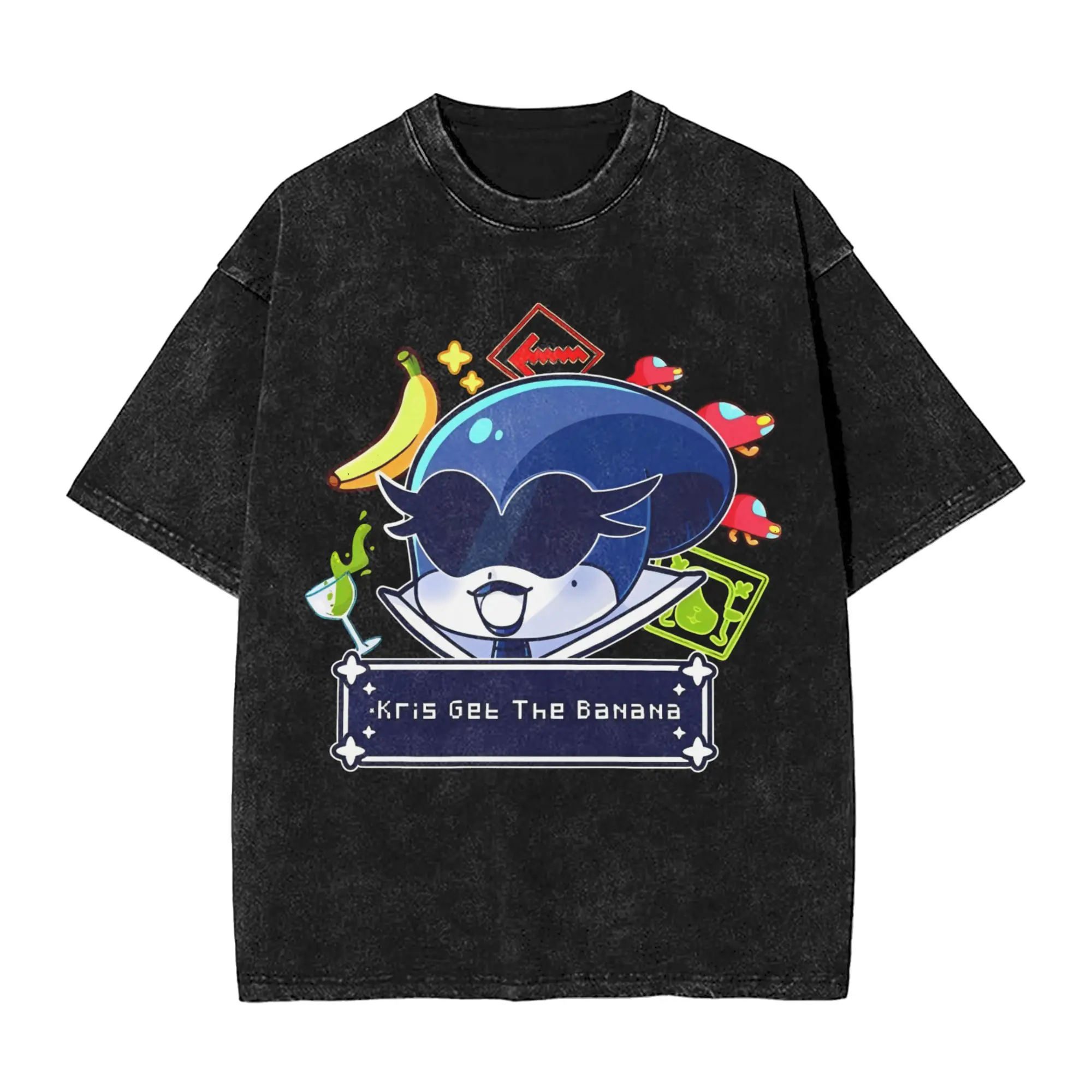 Deltarune Kris Get The Banana T Shirt Washed 100% Cotton Harajuku T-Shirt  Retro for Men Women Tops Streetwear Summer Tops Tees
