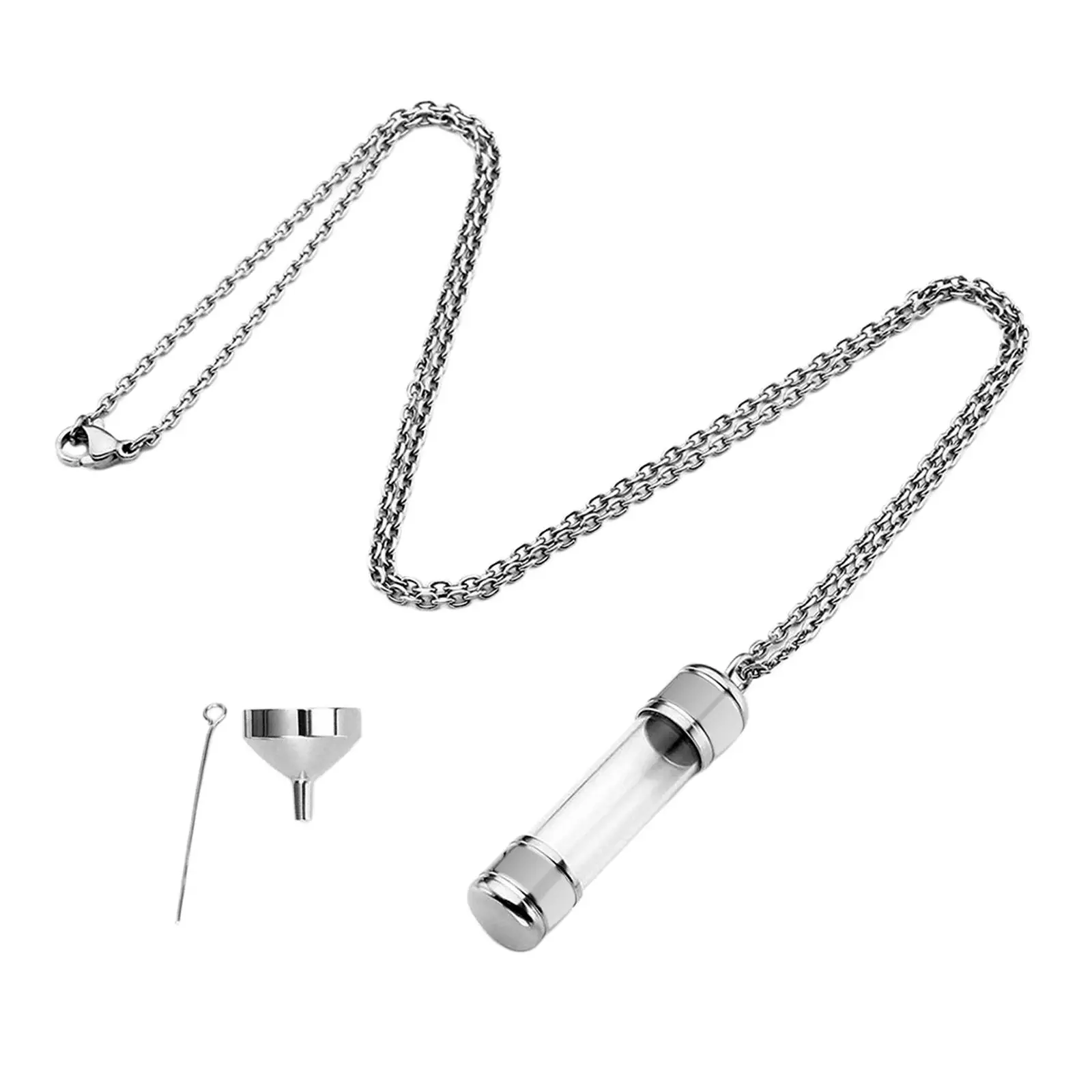 

Urn Necklace Stainless Steel Clear Glass Tube for Ashes Anniversaries Human