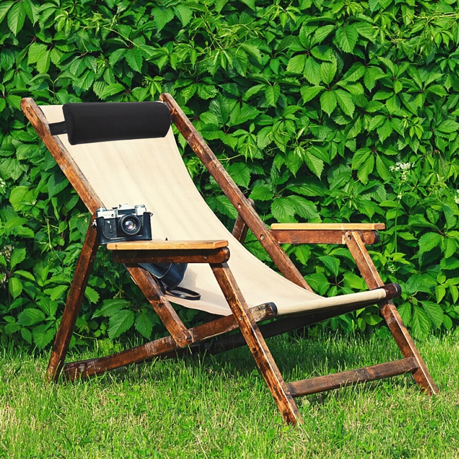 

Beach Chair Pillow Black Foldable Sponge Cushion for Outdoor Furniture Suitable Most Chairs Easy Installation Removable Compact