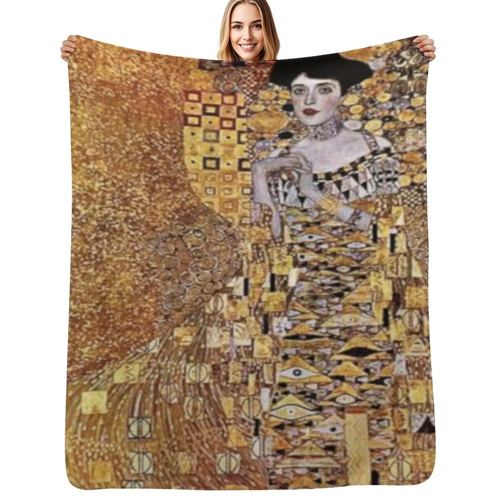 

Gustav Klimt| Portrait of Adele Bloch Bauer I | Art Nouveau Throw Blanket Warm Accent Blanket for Living Room Decoration