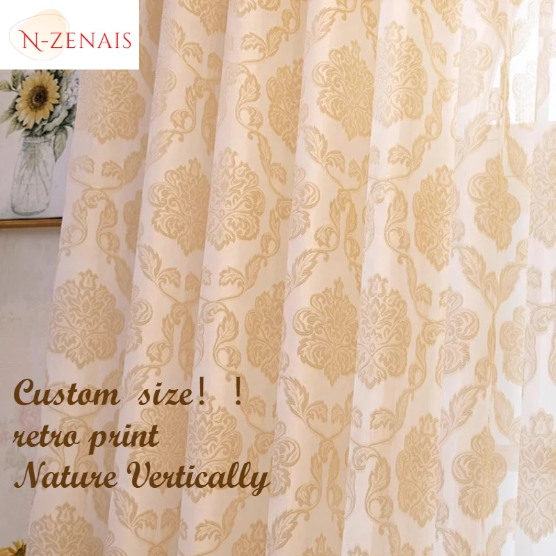 Custom  Size！！European Style Luxury Translucent Thickened Nature Vertically Curtains for Living Dining Room Bedroom Decor Window