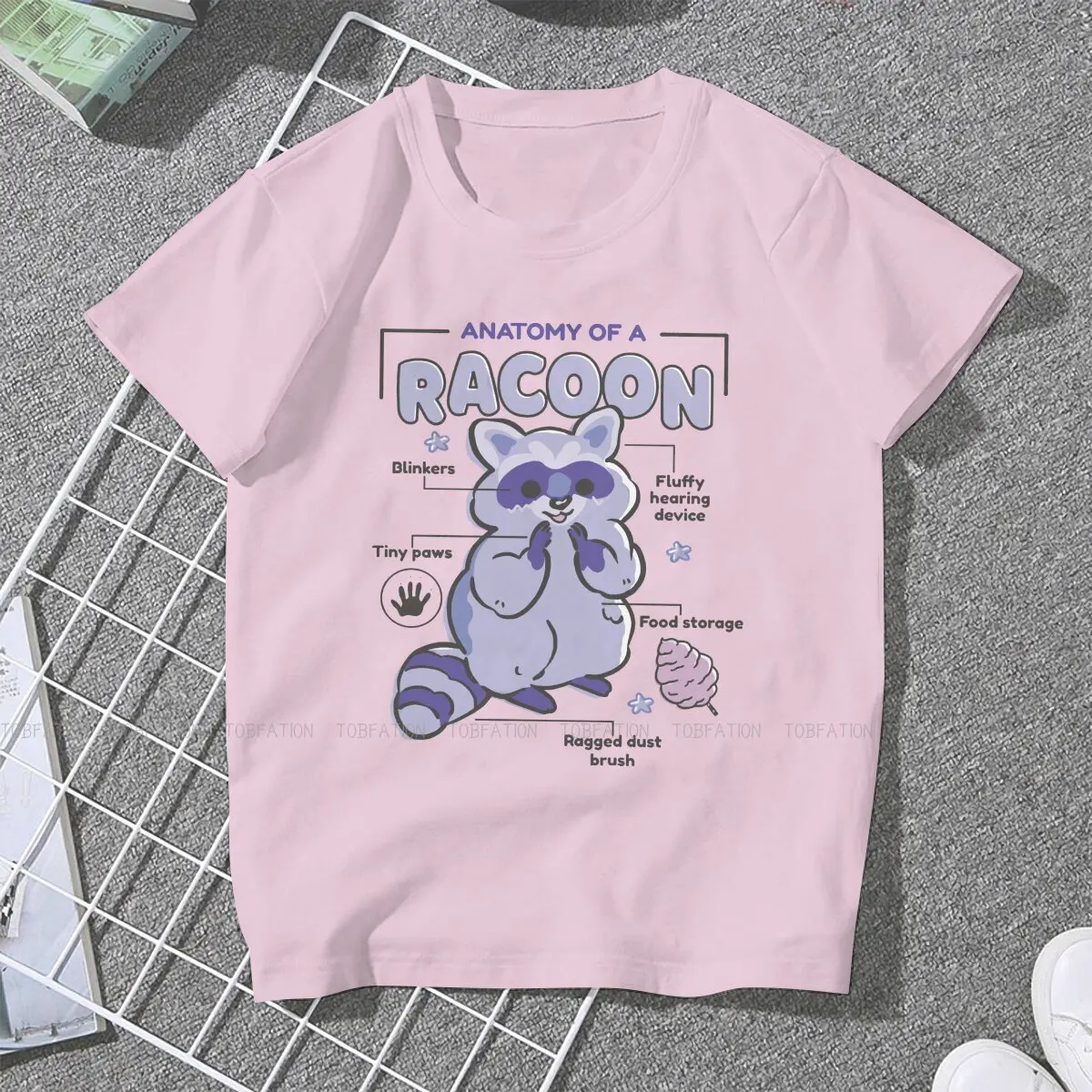 Racoon Animals Women T Shirt Racoon Anatomy Female Tops Graphic Kawaii Tees Ladies 4XL Oversized Tshirt