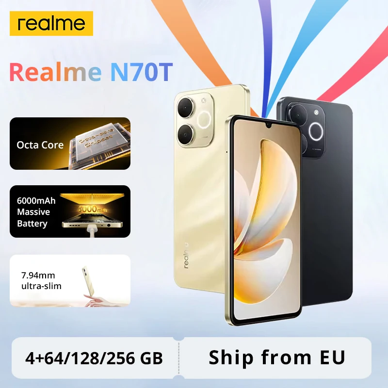 Versión Global del Teléfono Inteligente Realme Note 70t con IA, Pantalla de 6.7…