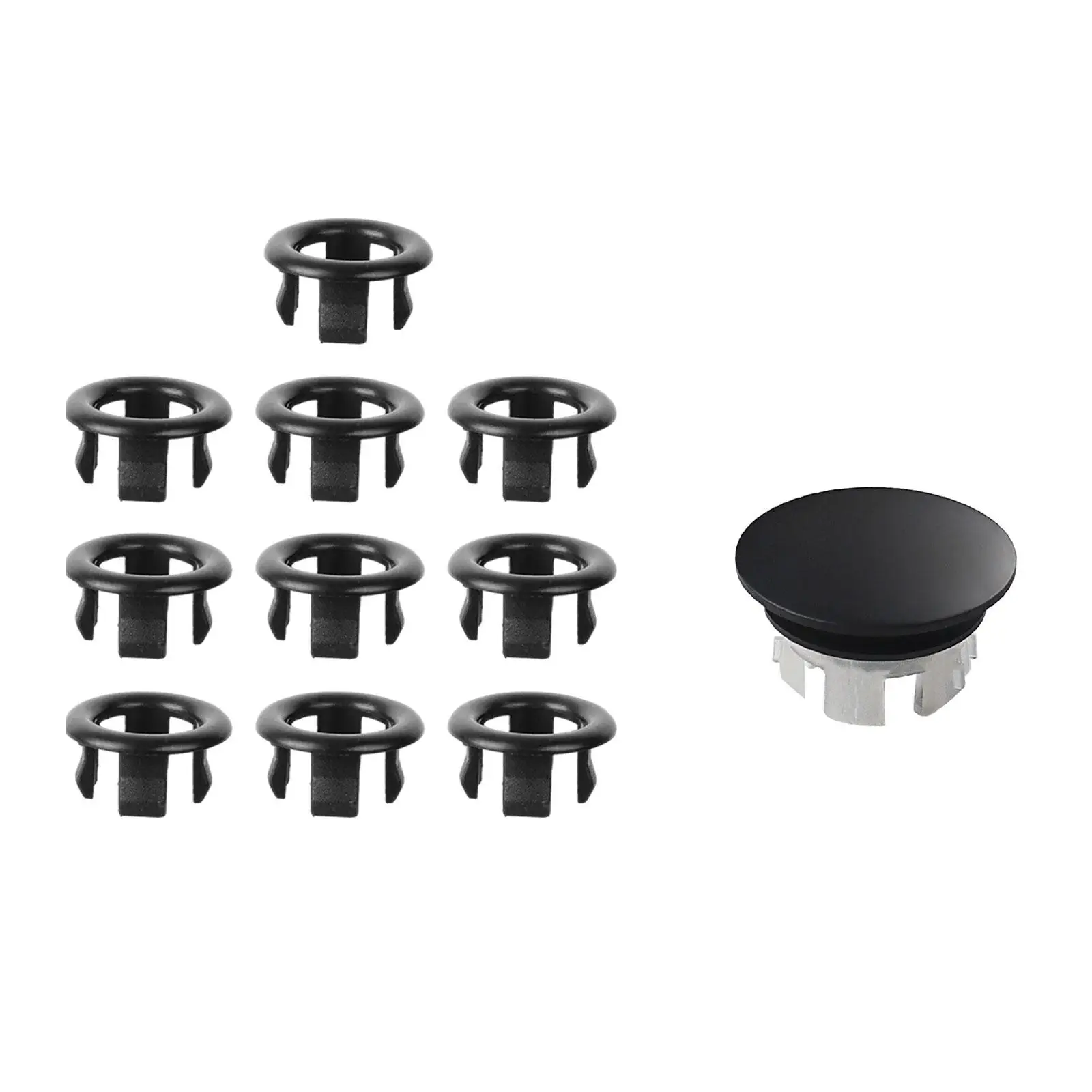 10 Pieces Basin Sink Overflow Cap Sink Hole Cover Trim Ring Hole Insert Cap for Lavatory Restroom Bathroom Shopping Mall Bathtub