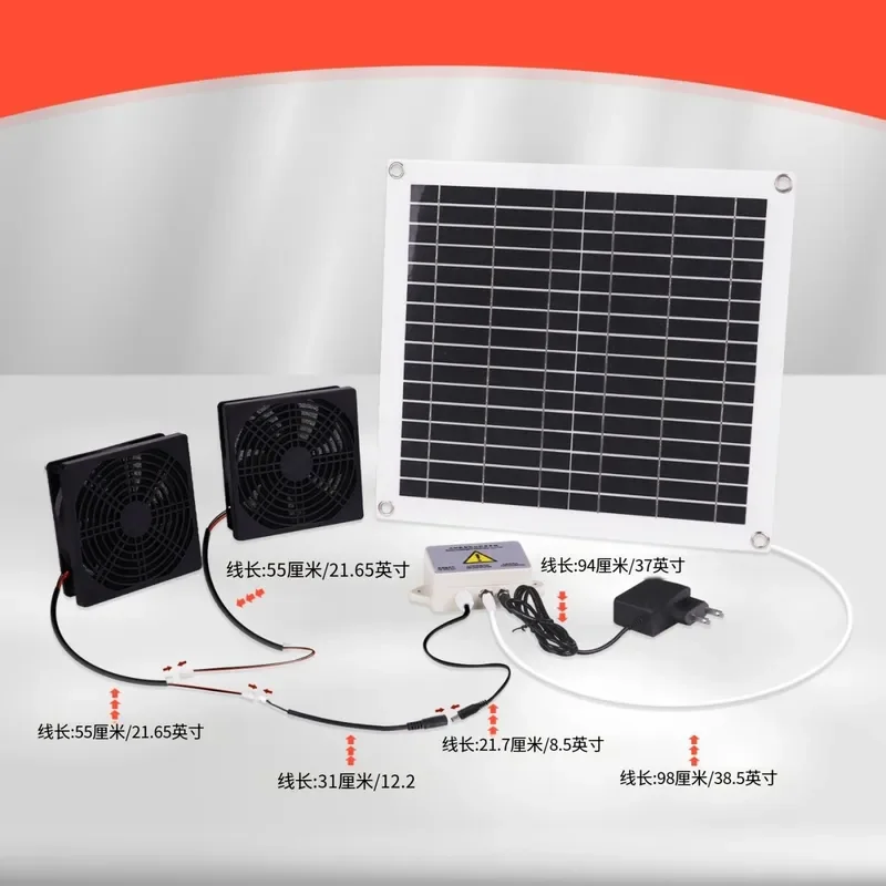 Portable Solar Powered Pet Cooling Fan for Dog House Outdoor Ventilation System Greenhouse Exhaust Air Circulation Device