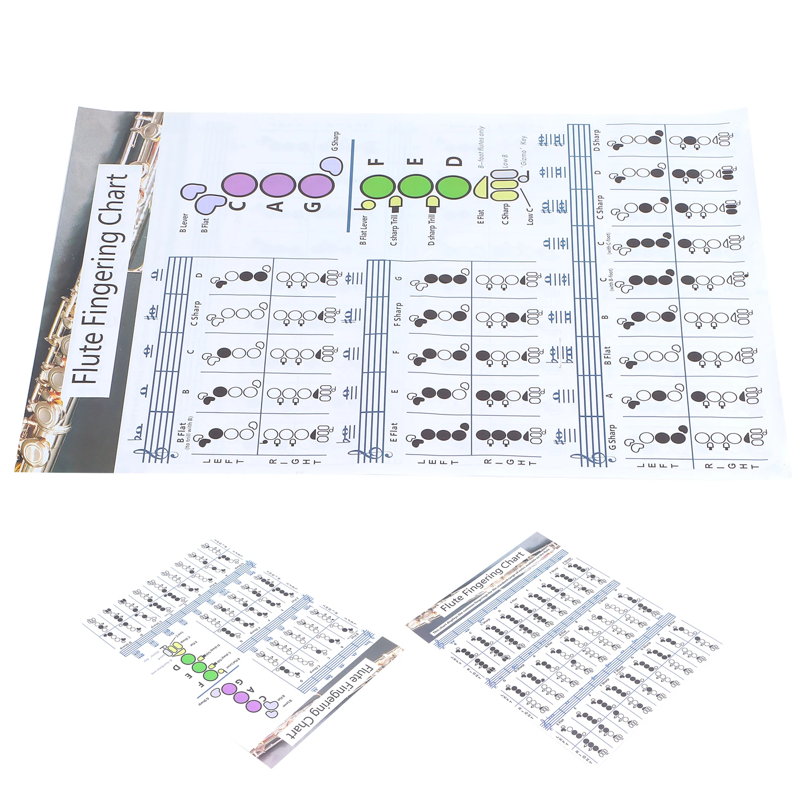 Flute Fingering Chord Chart Beginner Student Practice Teaching Aids Instrument Accessories Flute Fingering Practice Chart