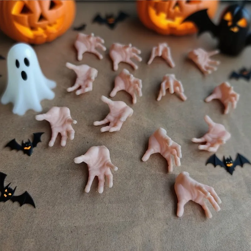 Halloween-Horror-Mini-Kunststoffhände – realistische weiße künstliche Gliedmaßen für Halloween, Geburtstagsparty-Dekorationen, Rollenspiele – Detail 2